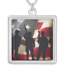 Patriotische Militärsoldat-Silhouetten Selbst Gestaltete Halskette
