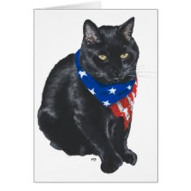 Patriotische schwarze Katze Karten