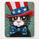 Patriotische Smokings-Katze | Juli 4. Mousepad
