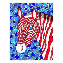 Patriotischer Zebra Postkarten