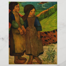 Paul Gauguins bretonische Mädchen (1889) Flyer Druck