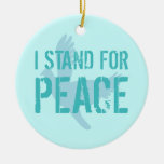PEACE Christmas ornament in light blue