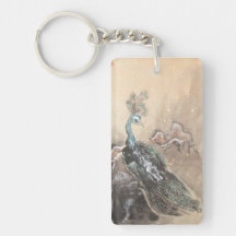 Peacock Chinese Brush Painting Keychain