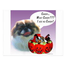 Pekingese Halloween Süßigkeit Postkarte
