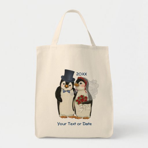 Penguin-Hochzeits-Braut-und Bräutigam-Krawatte - f Einkaufstasche