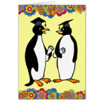 Penguins-Abschluss-Cartoon-Girly Blumen Karte