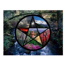 Pentagramm-Collagenpostkarte