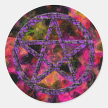 Pentagramme: Violett Runder Sticker