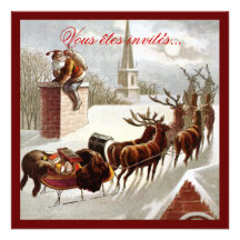 Père Noël avec traîneau und renne Einladungen