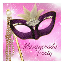 Perlen-elegante rosa Maskerade-Party Einladungen