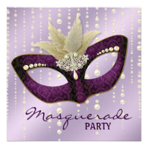 Perlen-Lavendel-lila Maskerade-Party Einladungen