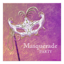 Perlen-rosa lila Maskerade-Party Einladungen
