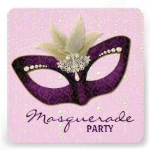 Perlen-rosa lila Maskerade-Party Einladungen