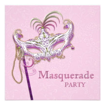 Perlen-Rosa-Maskerade-Party Einladungen