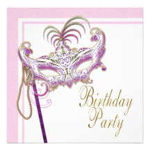 Perlen-Rosa-Maskerade-Party Einladungen