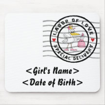 Personalisiert ist es ein Baby-Mädchen-Mitteilungs Mauspad