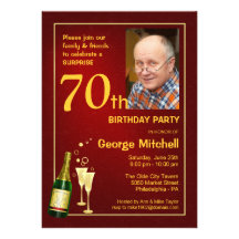 Personalisierte 70. Geburtstags-Party-Foto-Einladu