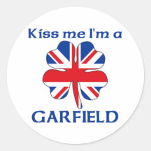 Personalisierte Briten küssen mich, den ich Garfie Runde Sticker