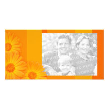 Personalisierte Fotokarte der orange Gänseblümchen