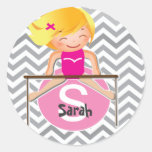 Personalisierte Gymnastik-Mädchen-Stangen Runde Sticker