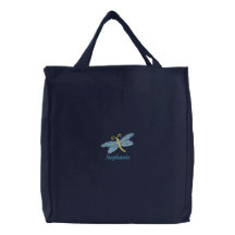 Personalisierte Libelle gestickte Leinwand-Taschen