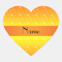 Personalisierte Namensherzen des orange Gelbs Herz Aufkleber