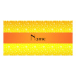 Personalisierte Namensherzen des orange Gelbs Foto Grußkarte