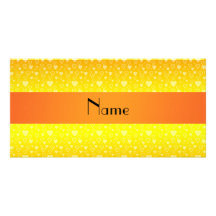 Personalisierte Namensherzen des orange Gelbs Foto Grußkarte