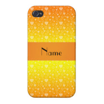 Personalisierte Namensherzen des orange Gelbs iPhone 4/4S Case