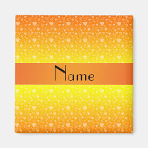 Personalisierte Namensherzen des orange Gelbs Kühlschrankmagnete