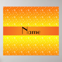Personalisierte Namensherzen des orange Gelbs Plakate