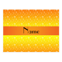 Personalisierte Namensherzen des orange Gelbs Postkarte