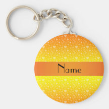 Personalisierte Namensherzen des orange Gelbs Schlüsselbänder