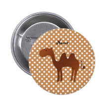Personalisierte niedliche Kamelbraun-Polkanamenspu Anstecknadelbutton