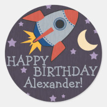 Personalisierte Rocket-Kindergeburtstag-Aufkleber