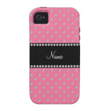 Personalisierte rosa Namensdiamanten iPhone 4 Cover