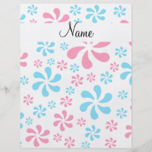 Personalisierte rosa und blaue NamensBlumen Flyer Druck