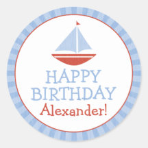Personalisierte Segelboot-Kindergeburtstag-Aufkleb