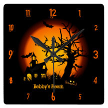 Personalisierte Spuk Haus-Halloween-Wand-Uhr Wanduhren