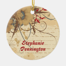 Personalisierte Vintage BlumenAbschlussverzierung Weihnachtsbaum Ornamente