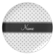 Personalisierte weiße Namensdiamanten Flache Teller