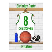 Personalisierter Basketball Jersey (whitegreen) Ankündigungskarte