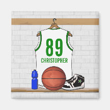 Personalisierter Basketball Jersey (whitegreen) Magnete