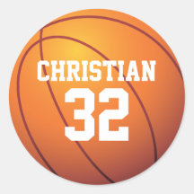 Personalisierter Basketball Runde Aufkleber