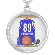 Personalisierter blauer Basketball Jersey Selbst Gestalteter Schmuck