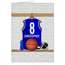Personalisierter blauer Basketball Jersey Karten
