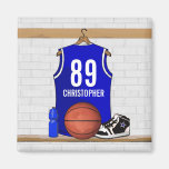 Personalisierter blauer Basketball Jersey Magnete