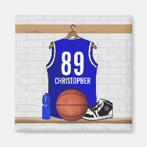 Personalisierter blauer Basketball Jersey Magnete
