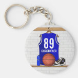 Personalisierter blauer Basketball Jersey Schlüsselanhänger
