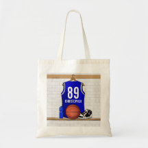 Personalisierter blauer Basketball Jersey Taschen